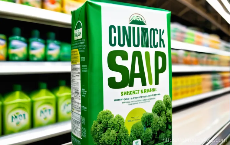 그린워싱 비판 사례 분석 - **Prompt 1: The Deceptive "Eco" Package in a Supermarket Aisle**
    A close-up shot of a brightly l...