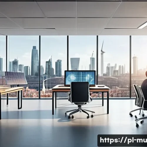 Home 33 그린워싱과 글로벌 경제의 변화 - A modern corporate office environment showcasing a diverse group of professionals engaged in a meeti...