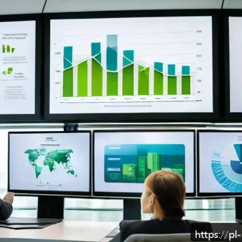 Home 30 그린워싱 비판을 위한 데이터 분석 - A detailed corporate environmental report scene showing a modern office setting with diverse profess...